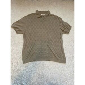 Pronto Uomo Men's Large Quilted Collar Shirt Blue Knit Soft Short Sleeve Polo